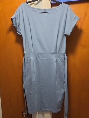 Light Blue Women’s Belted Sheath Dress